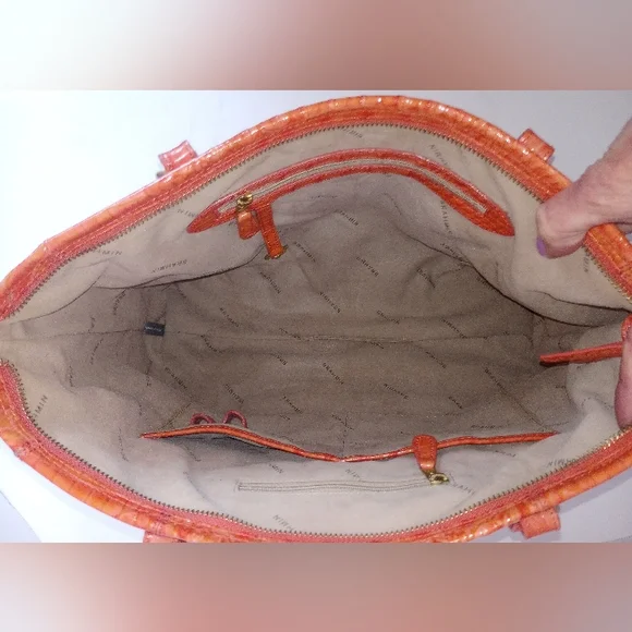 Brahmin Coral Melbourne Medium Asher Crocodile Embossed Leather Tote Bag - Picture 10 of 10